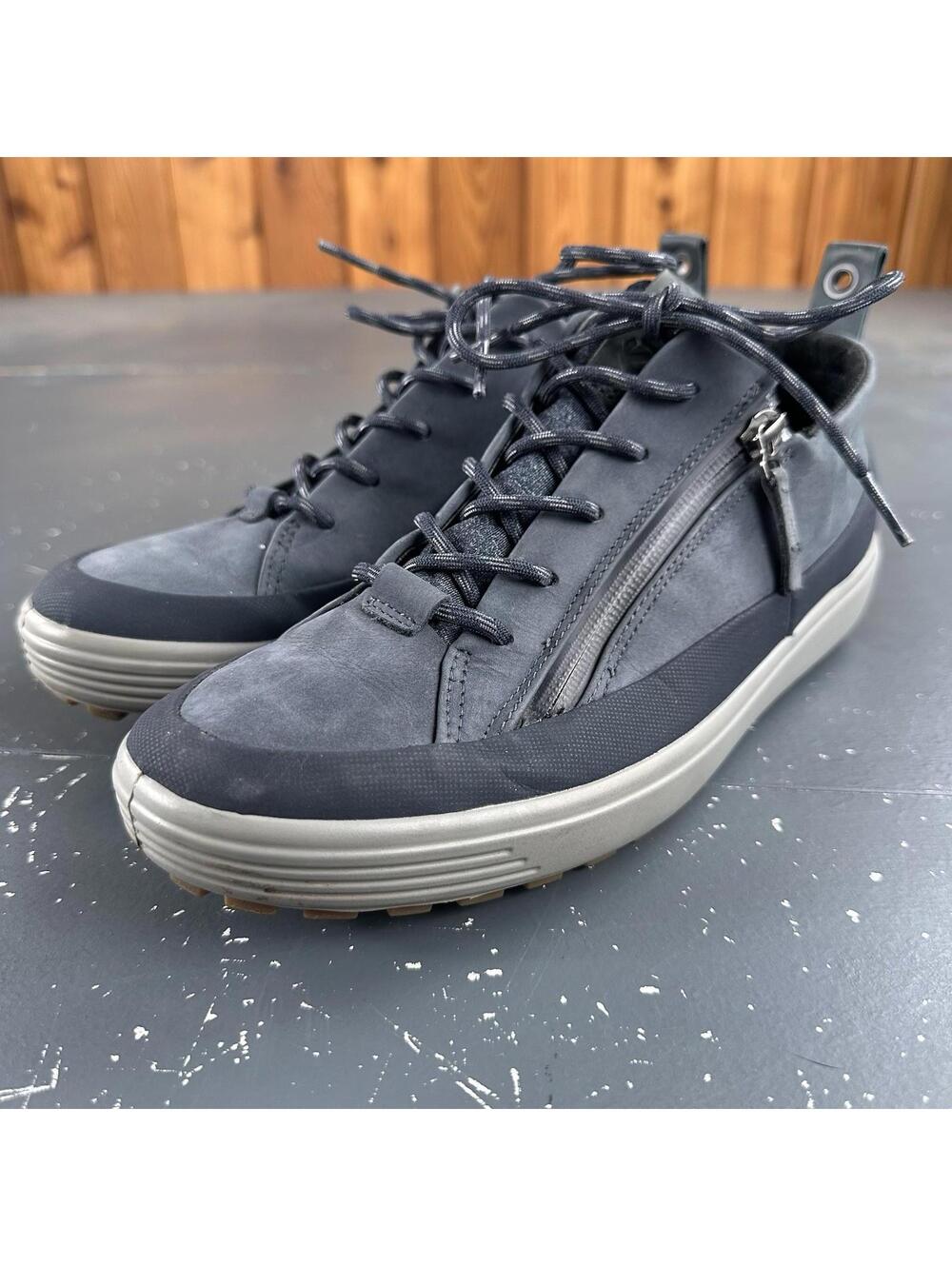 Ecco Soft 7 Tred Goretex Sneaker Womens 9 Blue Suede Zipper Hiking Shoe EUC